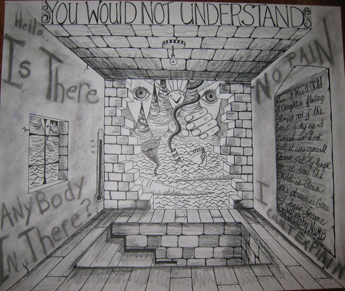 A drawing from high school about Pink Floyd's Comfortably Numb.  You would not understand really resonated with me.