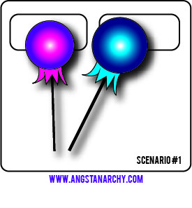 One lollipop is putting it's feet on to the other's side