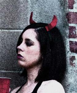 Victoria Sawyer with horns