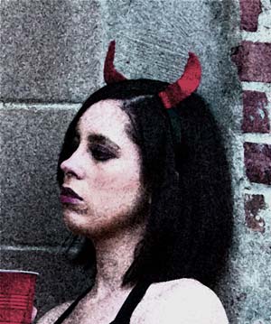 Victoria Sawyer with horns
