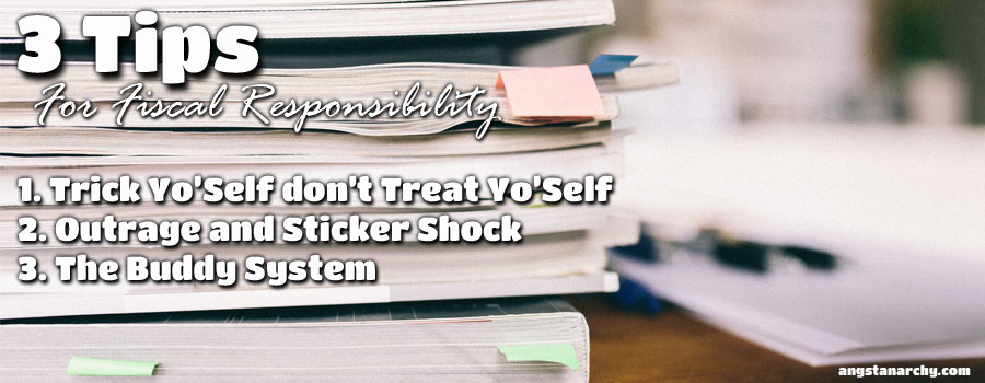 3 tips for fiscal responsibility: photo of stacked books on desk